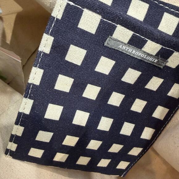 NWT Anthropologie The Hartley Cotton Canvas Tote Blue Beaded Lemon Print - Picture 9 of 11